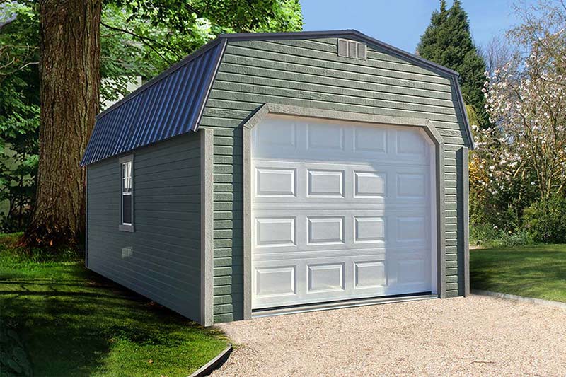 garage with dutchlap siding